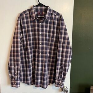 Untuckit red and blue plaid cotton button down shirt 
size xxl